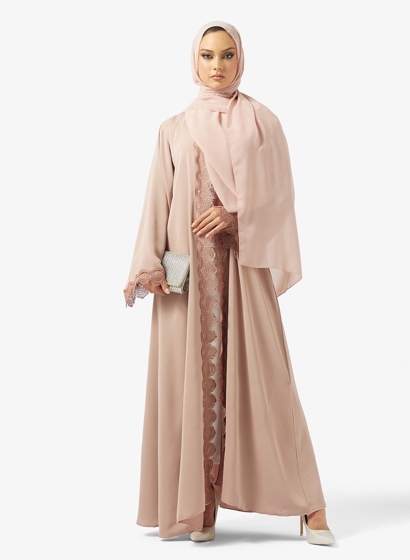 hayas closet Lace detail Abaya With Sheila - Image 5